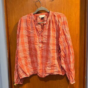 Universal Thread Red Plaid Peasant Top — XL